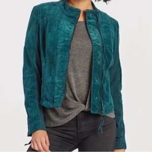 Marrakech Green Velvet Moto Jacket